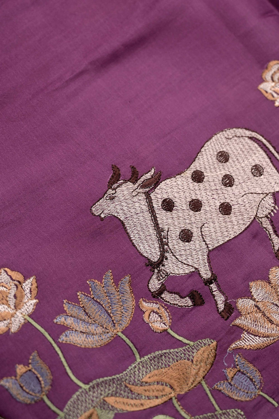 Tussar fancy saree purple color allover thread weaving with self pallu and attached plain blouse
