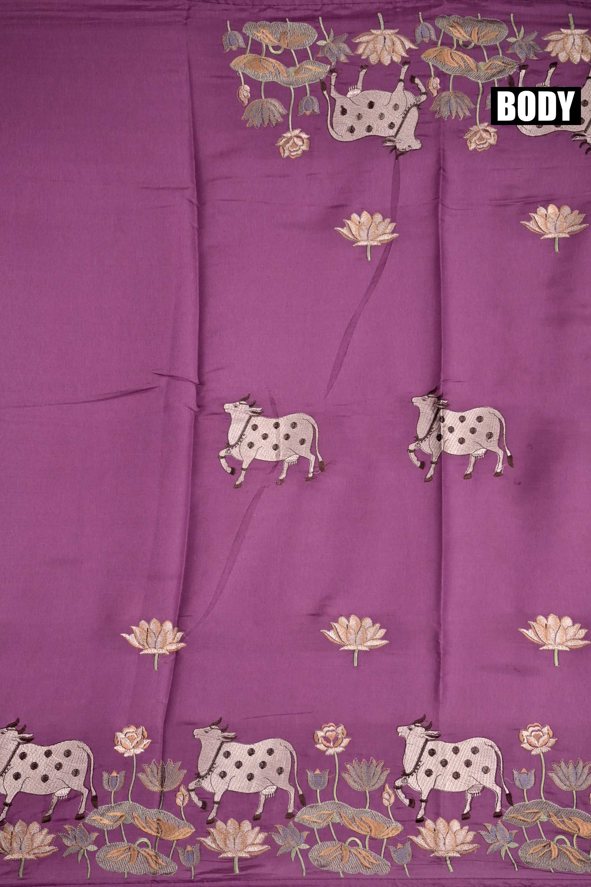 Tussar fancy saree purple color allover thread weaving with self pallu and attached plain blouse