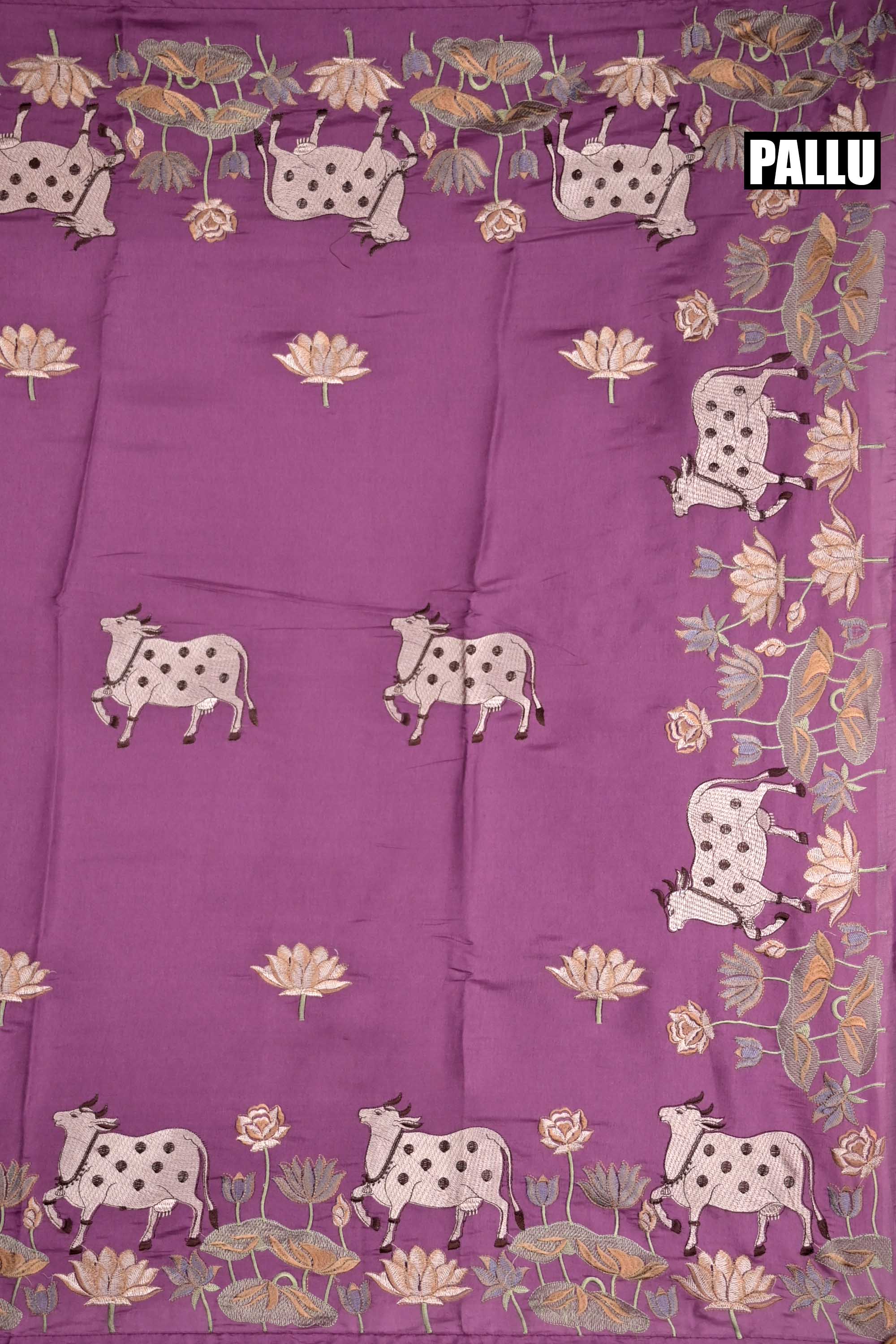 Tussar fancy saree purple color allover thread weaving with self pallu and attached plain blouse