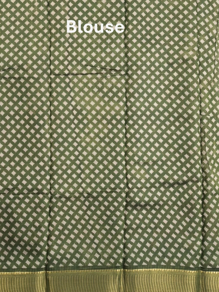 Maheshwari fancy saree orange color allover prints & zari border with contrast printed pallu and blouse