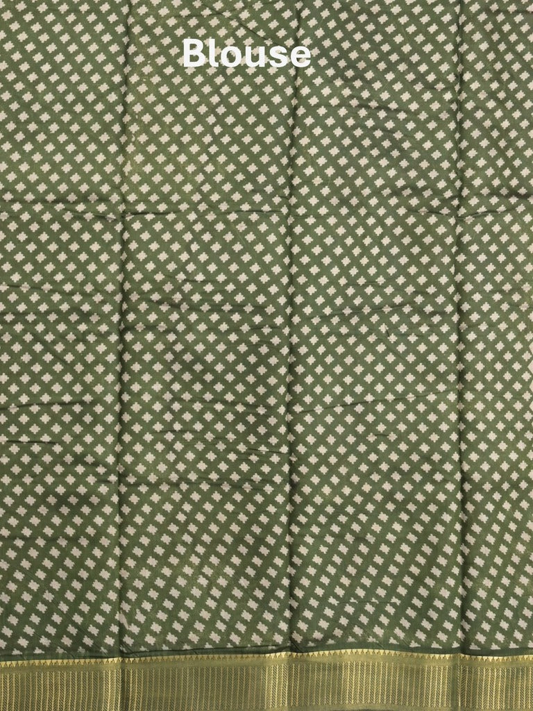 Maheshwari fancy saree mustard yellow color allover prints & zari border with contrast printed pallu and blouse