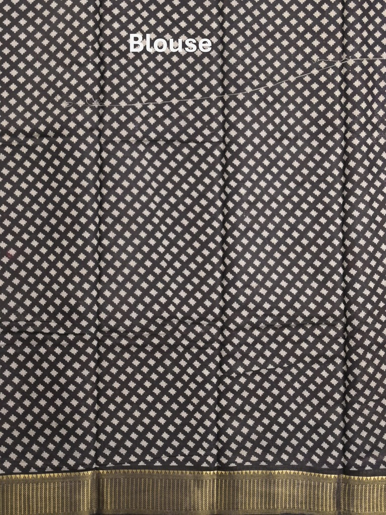 Maheshwari fancy saree maroon color allover prints & zari border with contrast printed pallu and blouse