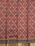 Maheshwari fancy saree maroon color allover prints & zari border with contrast printed pallu and blouse