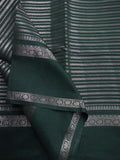 Banaras fancy saree green color with allover zari stripes, gap border with brocade pallu and attached blouse