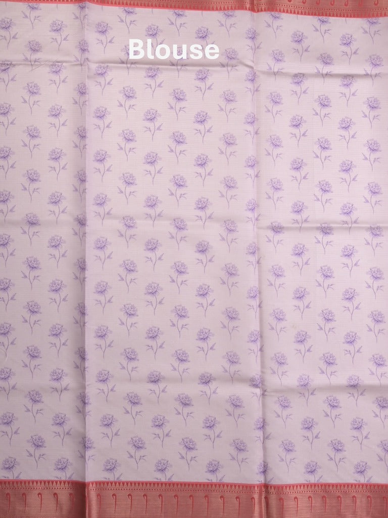 Banaras digital print fancy sarees pastel purple color allover prints & zari border with short pallu and contrast blouse