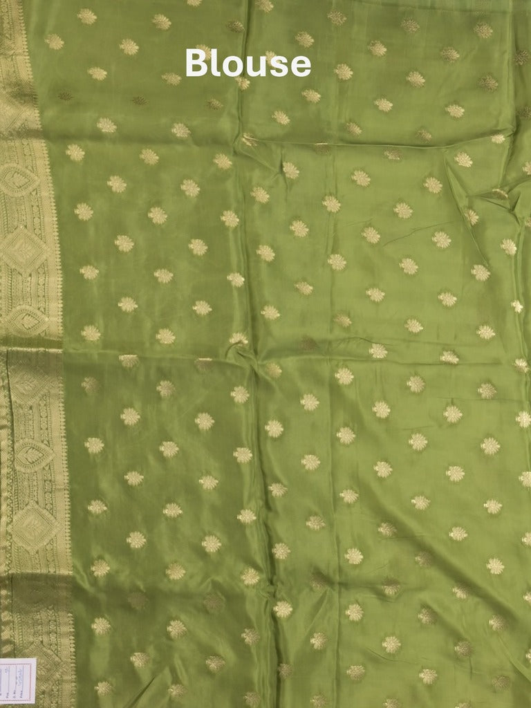 Dola silk fancy saree cream color allover prints & zari border with printed pallu and attached blouse