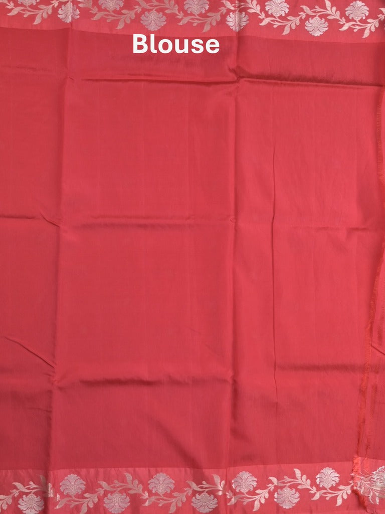 Raw mango fancy saree red color allover zari motifs & zari border with rich pallu and attached blouse