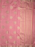 Dupion fancy saree baby pink color allover zari weaves & zari border with short pallu and attached blouse