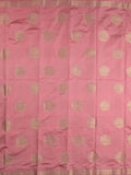 Dupion fancy saree baby pink color allover zari weaves & zari border with short pallu and attached blouse