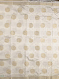 Dupion fancy saree white color allover zari weaves & zari border with short pallu and attached blouse
