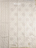 Dupion fancy saree white color allover zari weaves & zari border with short pallu and attached blouse