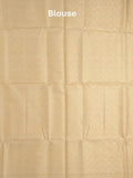 Chanderi fancy saree cream color allover weaves & zari border with short pallu and brocade blouse