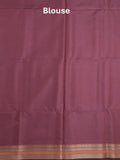 Chanderi fancy saree maroon color allover weaves & zari border with short pallu and attached self blouse