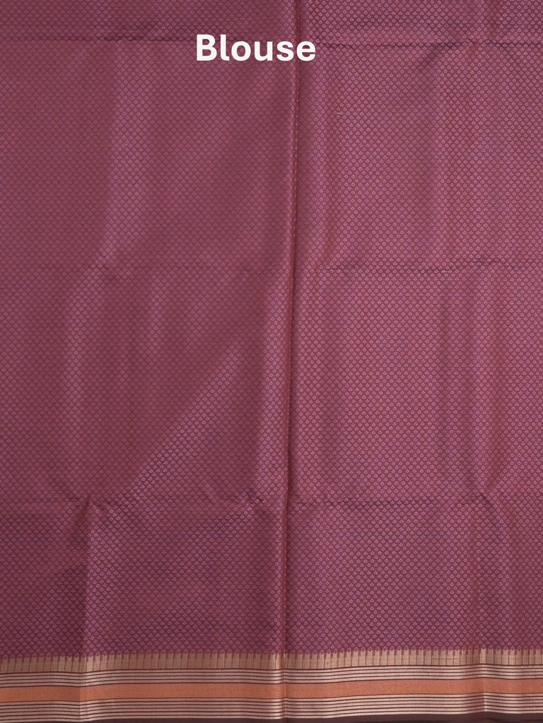 Chanderi fancy saree maroon color allover weaves & zari border with short pallu and attached self blouse