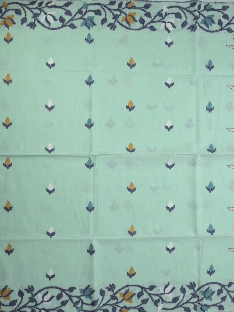 Jamdani cotton saree light blue color allover weaves & weaving border with weaving pallu and plain blouse