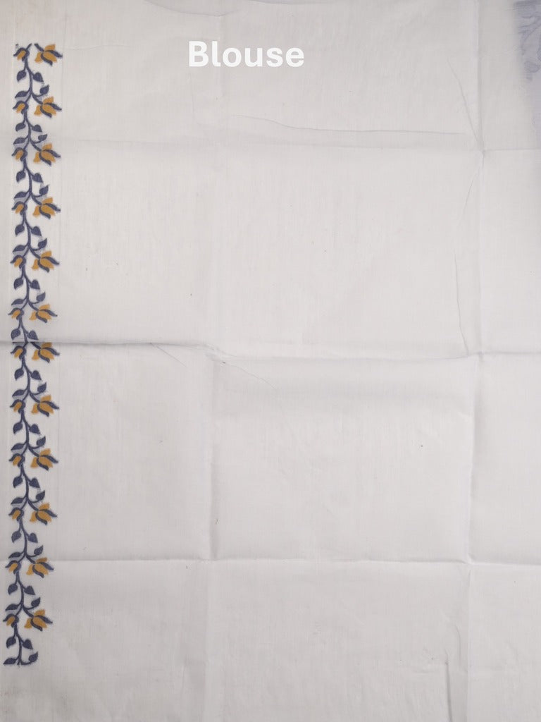 Jamdani cotton saree pastel grey color allover weaves & weaving border with weaving pallu and plain blouse