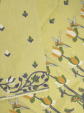 Jamdani cotton saree light yellow color allover weaves & weaving border with weaving pallu and plain blouse