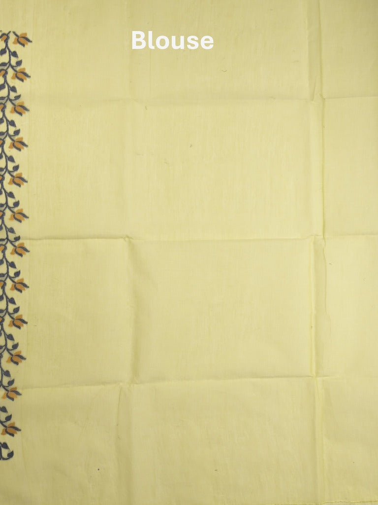 Jamdani cotton saree light yellow color allover weaves & weaving border with weaving pallu and plain blouse