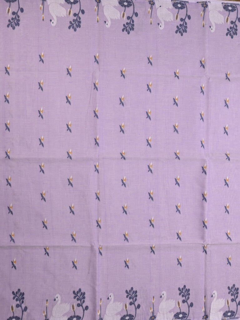 Jamdani cotton saree light purple color allover weaves & weaving border with weaving pallu and plain blouse