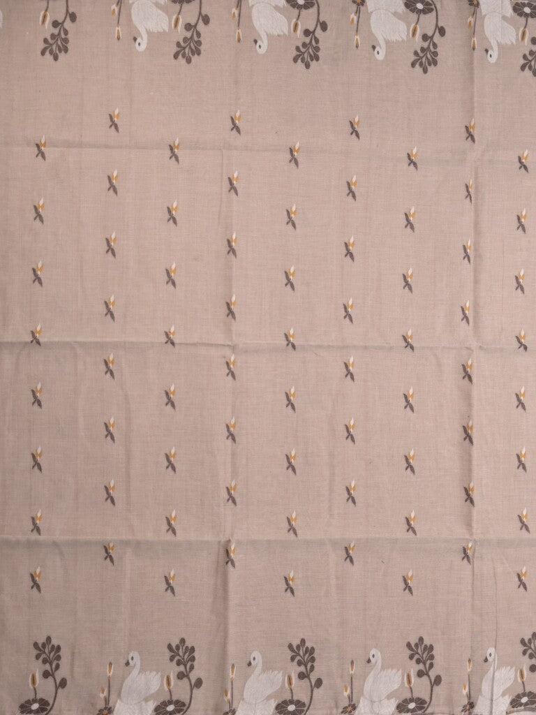 Jamdani cotton saree light peach color allover weaves & weaving border with weaving pallu and plain blouse