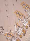Jamdani cotton saree light peach color allover weaves & weaving border with weaving pallu and plain blouse