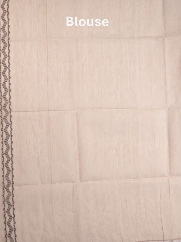 Jamdani cotton saree light peach color allover weaves & weaving border with weaving pallu and plain blouse