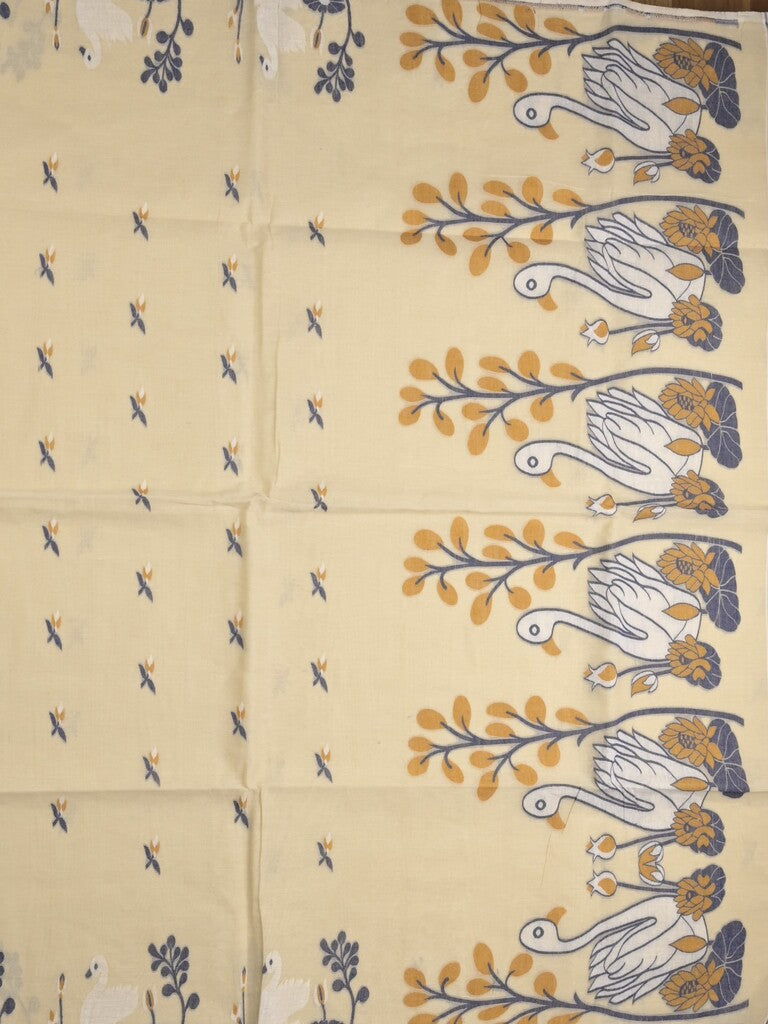 Jamdani cotton saree cream color allover weaves & weaving border with weaving pallu and plain blouse