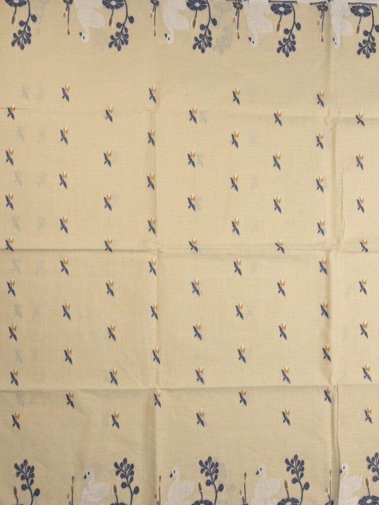 Jamdani cotton saree cream color allover weaves & weaving border with weaving pallu and plain blouse