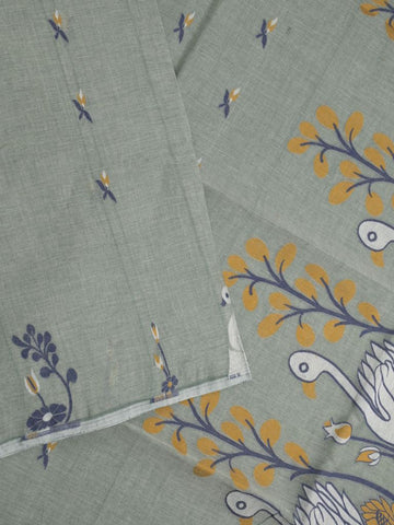 Jamdani cotton saree grey color allover weaves & weaving border with weaving pallu and plain blouse