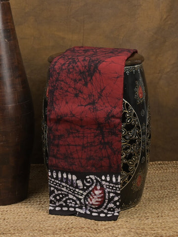 Maheshwari cotton saree dark maroon color allover prints & printed border with contrast pallu and plain blouse