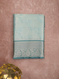 Banaras tissue fancy saree light blue color allover weaves & zari border with running pallu and self blouse
