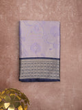 Banaras tissue fancy saree light lavender color allover weaves & zari border with running pallu and self blouse