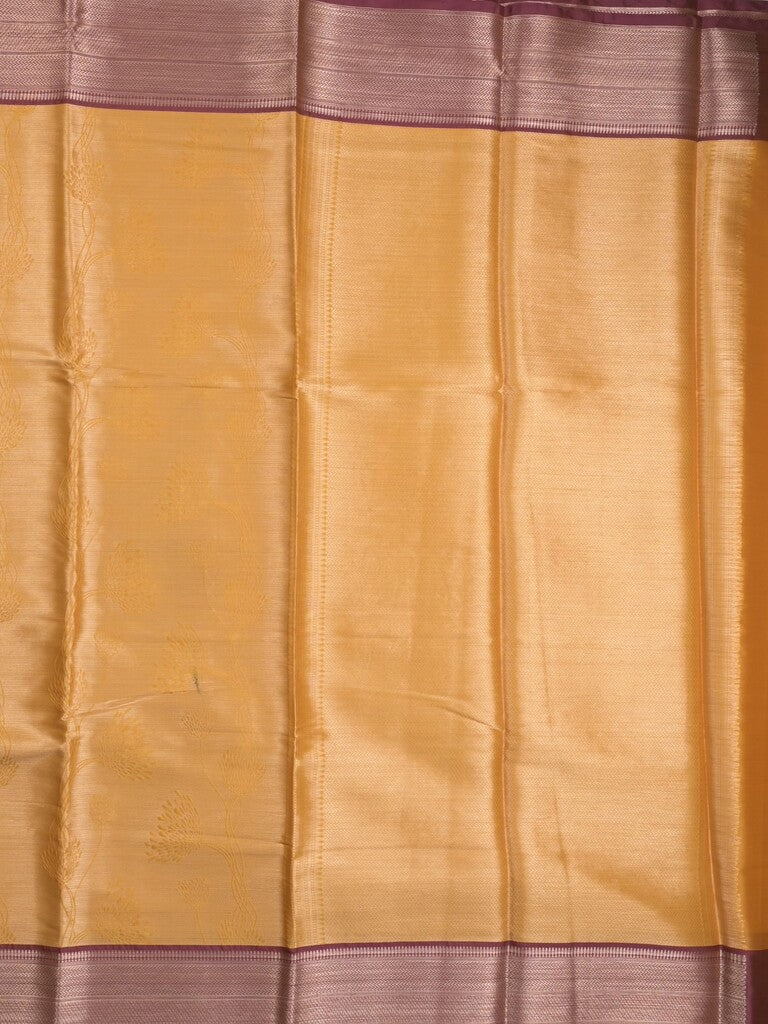 Banaras tissue fancy saree light orange color allover weaves & zari border with running pallu and self blouse