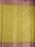 Banaras tissue fancy saree greenish yellow color allover weaves & zari border with running pallu and self blouse