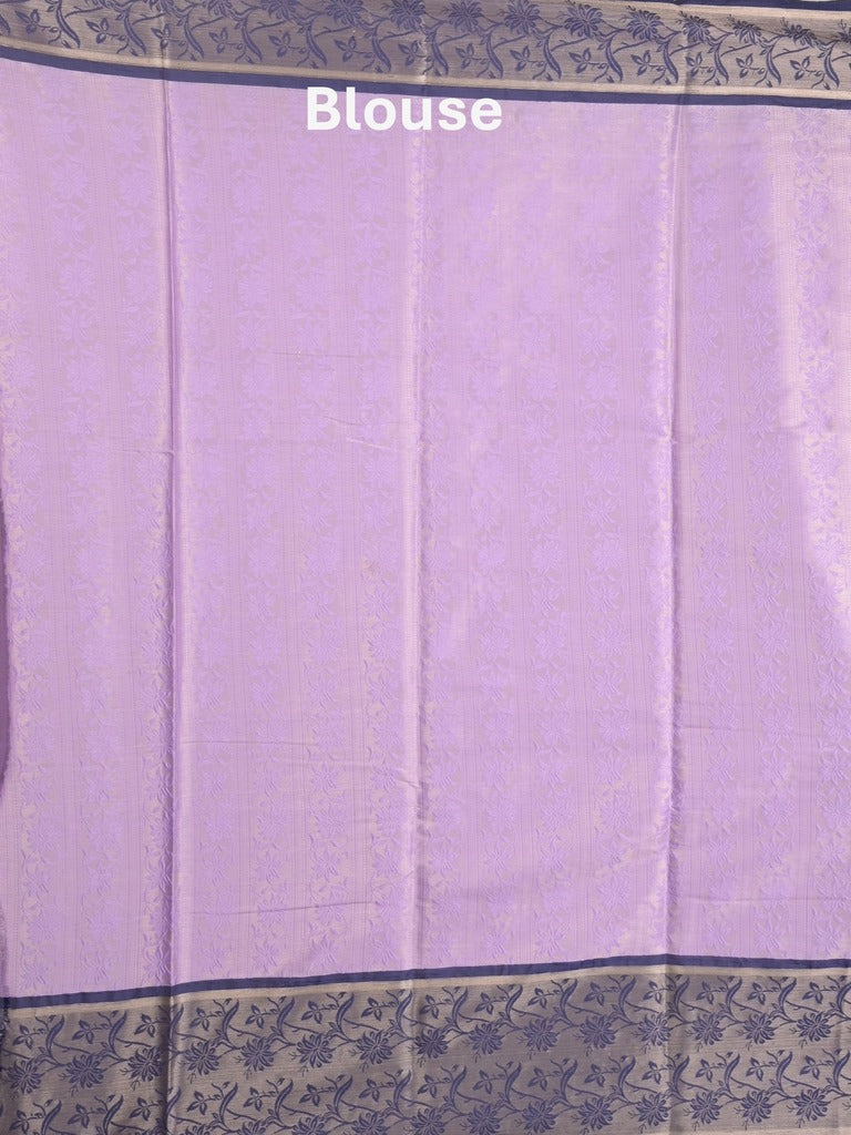 Banaras tissue fancy saree lavender color allover weaves & zari border with running pallu and self blouse