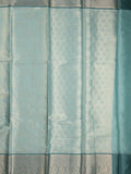 Banaras tissue fancy saree light blue color allover weaves & zari border with running pallu and self blouse