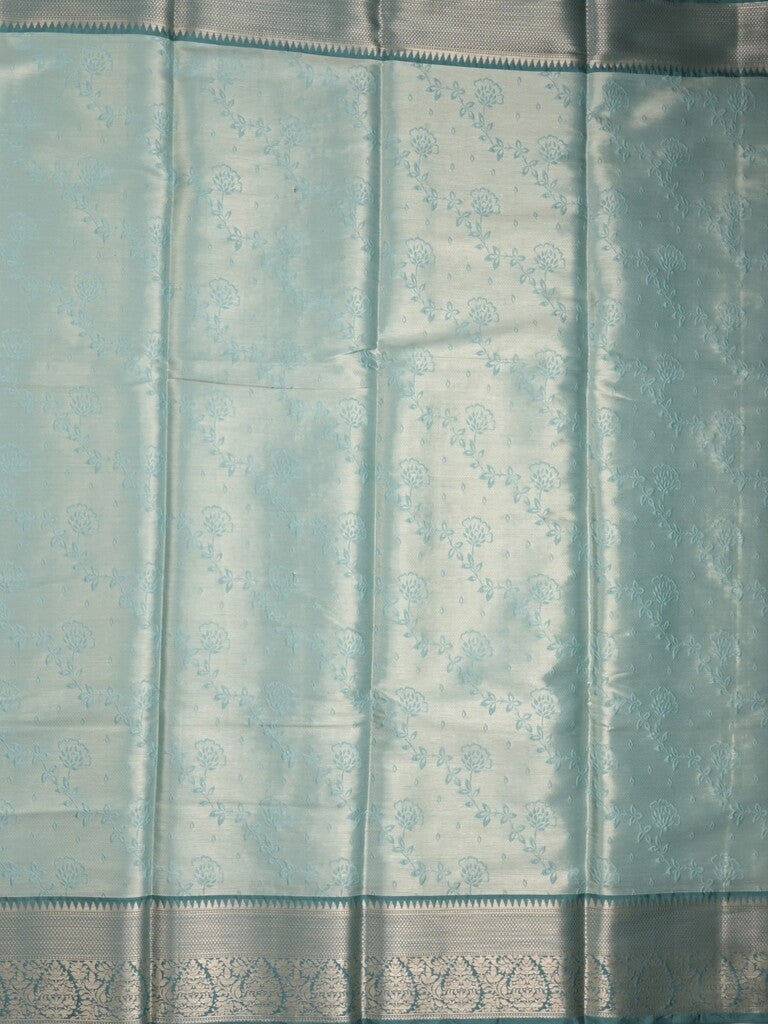 Banaras tissue fancy saree light blue color allover weaves & zari border with running pallu and self blouse