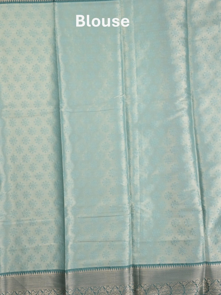 Banaras tissue fancy saree light blue color allover weaves & zari border with running pallu and self blouse