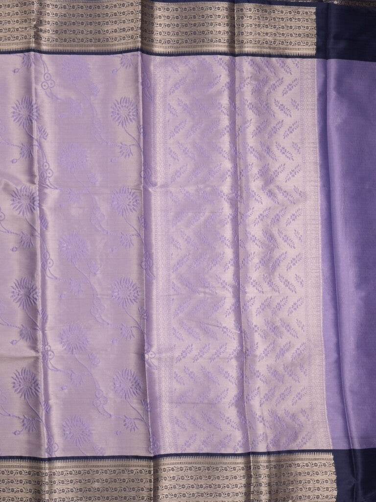 Banaras tissue fancy saree light lavender color allover weaves & zari border with running pallu and self blouse