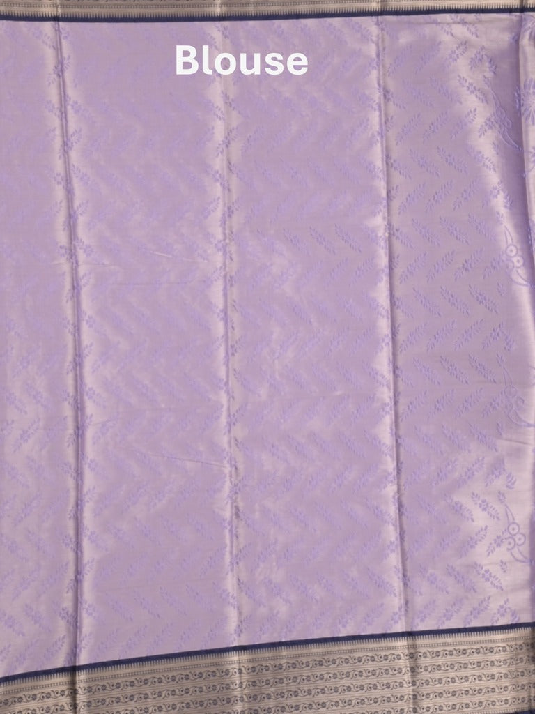 Banaras tissue fancy saree light lavender color allover weaves & zari border with running pallu and self blouse