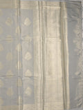 Banaras tissue fancy saree light grey color allover weaves & zari border with rich pallu and self blouse