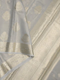 Banaras tissue fancy saree light grey color allover weaves & zari border with rich pallu and self blouse