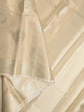 Banaras tissue fancy saree beige color allover weaves & zari border with rich pallu and self blouse