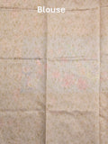 Chanderi fancy saree beige color allover prints & zari border with printed pallu and contrast blouse