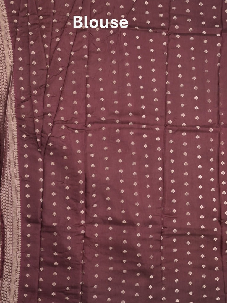 Tabby silk fancy saree coral pink color allover zari motifs & zari border with rich pallu and contrast blouse