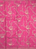 Chinnon fancy saree pink color allover zari weaves & zari border with rich pallu and plain blouse