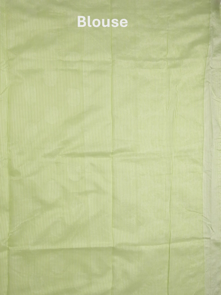 Chanderi fancy saree light green color allover motifs & zari border with self pallu and plain blouse