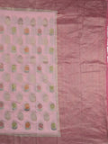 Georgette fancy saree pastel pink color allover zari motifs & zari border with zari pallu and contrast plain blouse