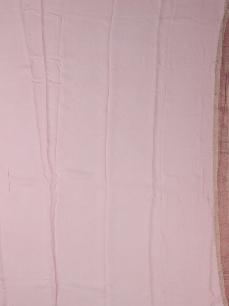 Georgette fancy saree pastel pink color allover zari motifs & zari border with zari pallu and contrast plain blouse