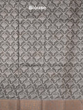 Chanderi fancy saree dark grey color allover prints & zari border with short pallu and printed blouse